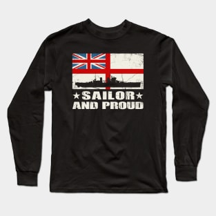 Sailor and Proud British Flag Design Long Sleeve T-Shirt